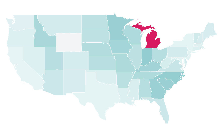 Affinity by region — Auto-Owners Insurance, United States