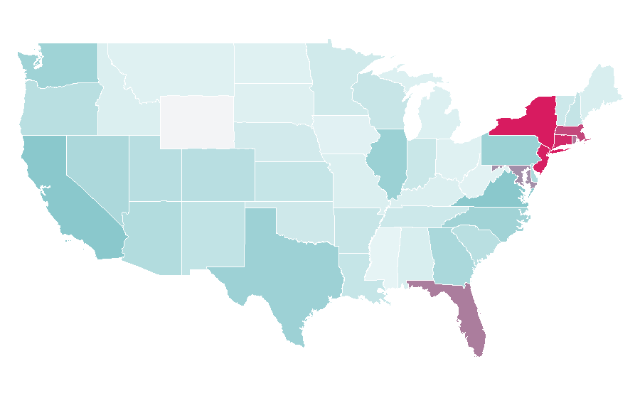 Affinité par région — Bachata (dance), États-Unis