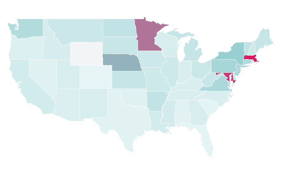 Affinity by region — Bachelor of Medicine, Bachelor of Surgery, United States