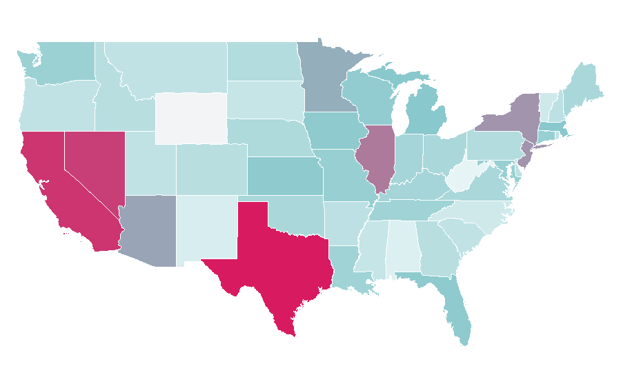 Affinity by region — Bachelorette party, United States