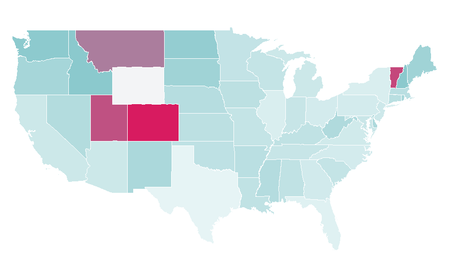 Affinity by region — Backcountry snowboarding, United States