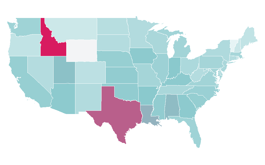 Affinité par région — Bacon, États-Unis