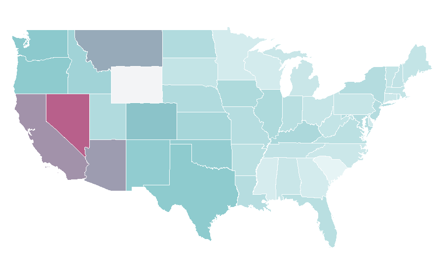 Affinity by region — Bantamweight (MMA), United States