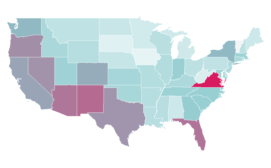 Affinity by region — Barbershop music, United States