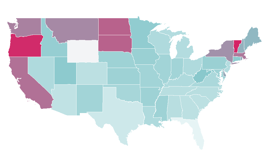 Affinité par région — Baroque pop, États-Unis