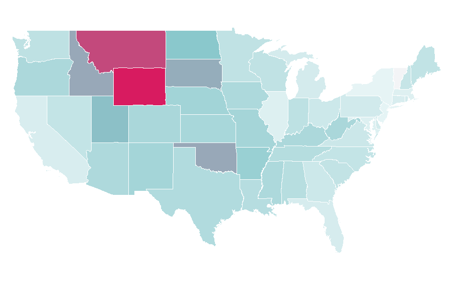 Affinity by region — Barrel racing, United States