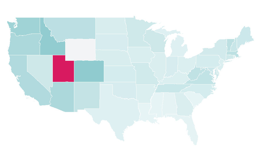 Affinity by region — Base jumping, United States