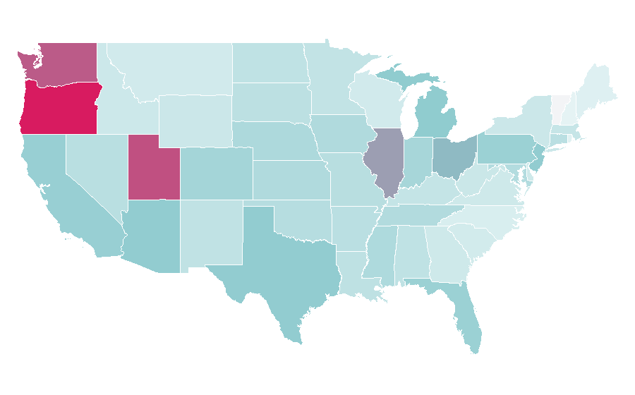 Affinity by region — Baseball field, United States