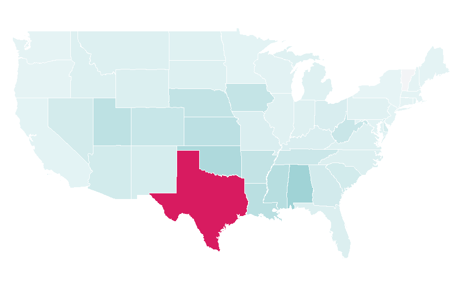 Affinity by region — Baylor Bears football, United States
