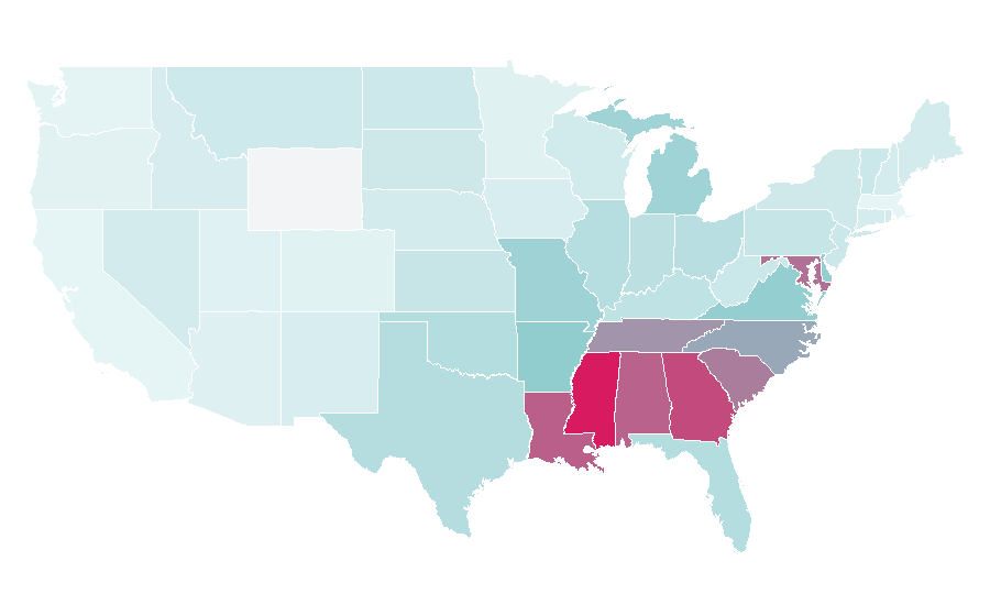 Affinity by region — BeBe Winans, United States