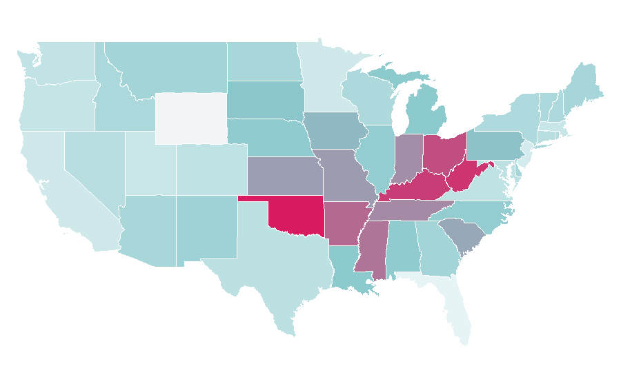 Affinity by region — Bed bug infestation, United States