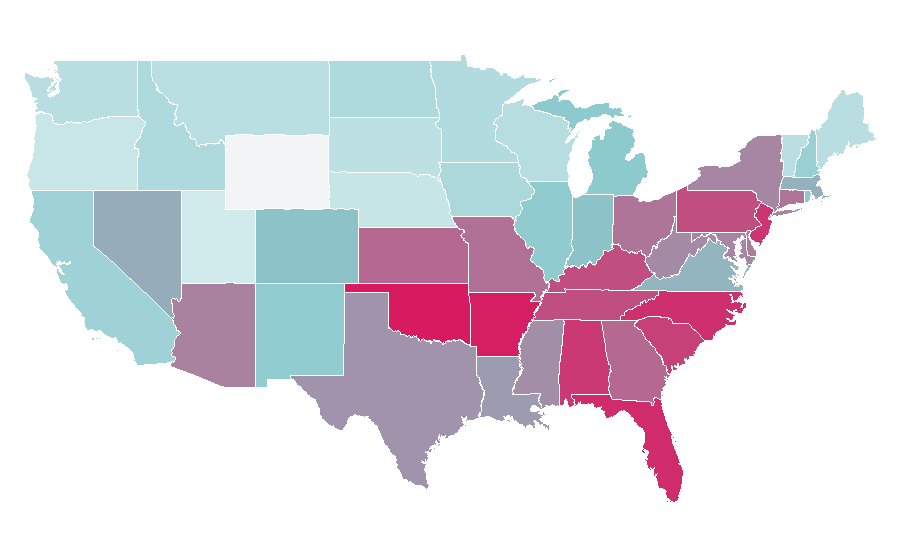 Affinität nach Region — Bedroom furniture, USA