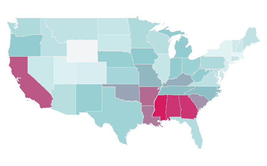 Affinity by region — Bedtime, United States