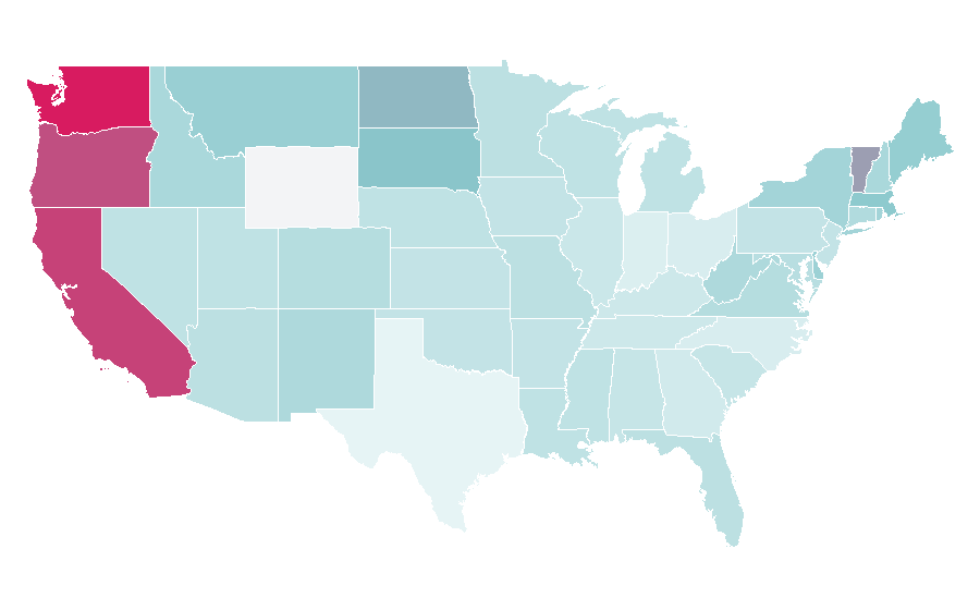 Affinity by region — Bergamot orange, United States