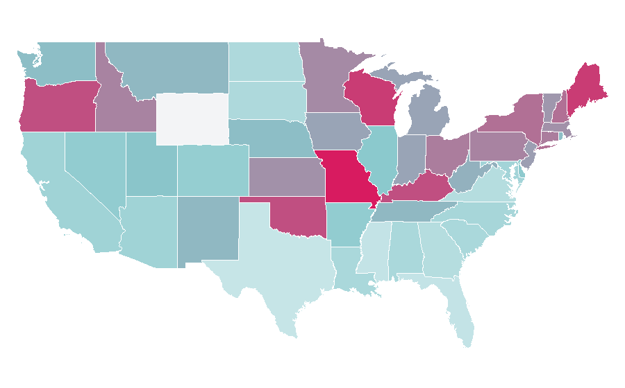 Affinity by region — Bernadette Peters, United States