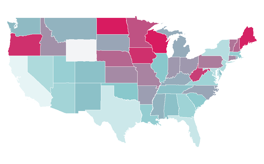 Affinity by region — Better Homes and Gardens (magazine), United States