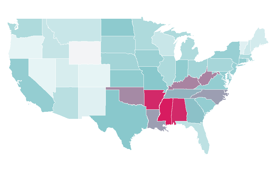 Affinity by region — Bib (garment), United States