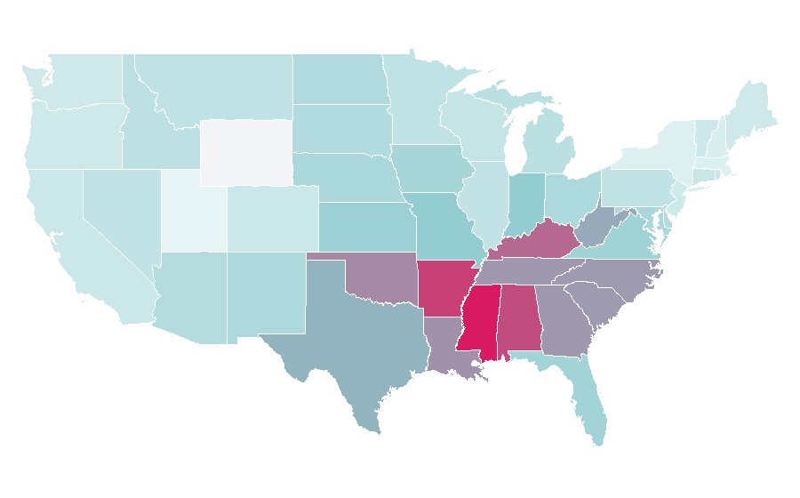Affinity by region — Bible study (Christian), United States