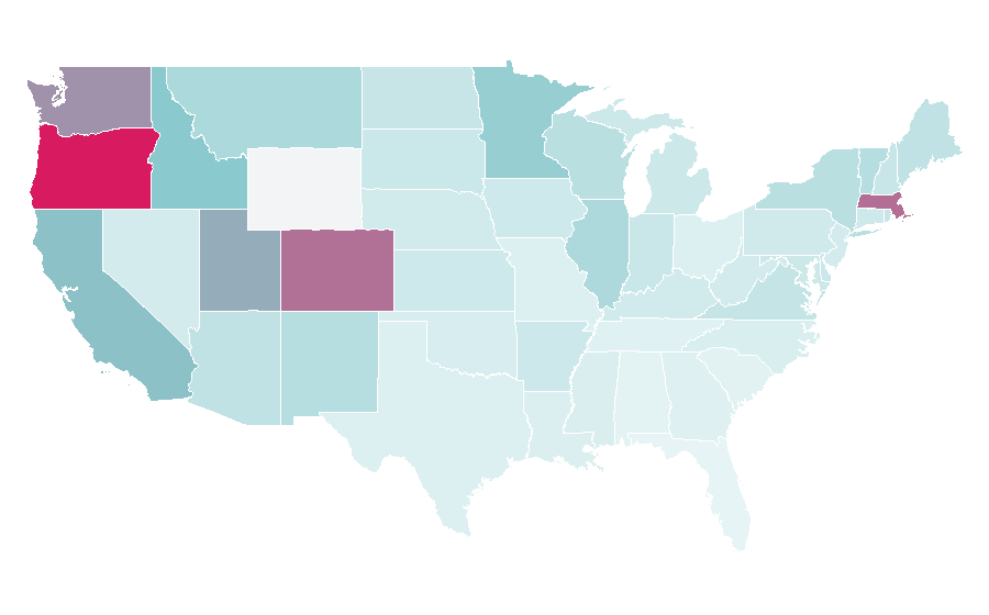 Affinity by region — Bicycle commuting, United States