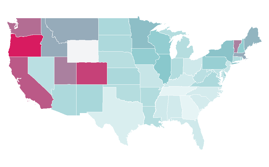 Affinity by region — Bicycle frame, United States