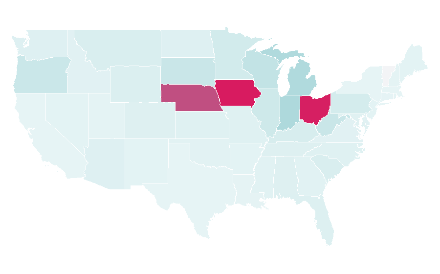 Affinity by region — Big Ten Network, United States