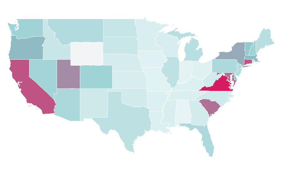 Affinity by region — Bikram Yoga, United States