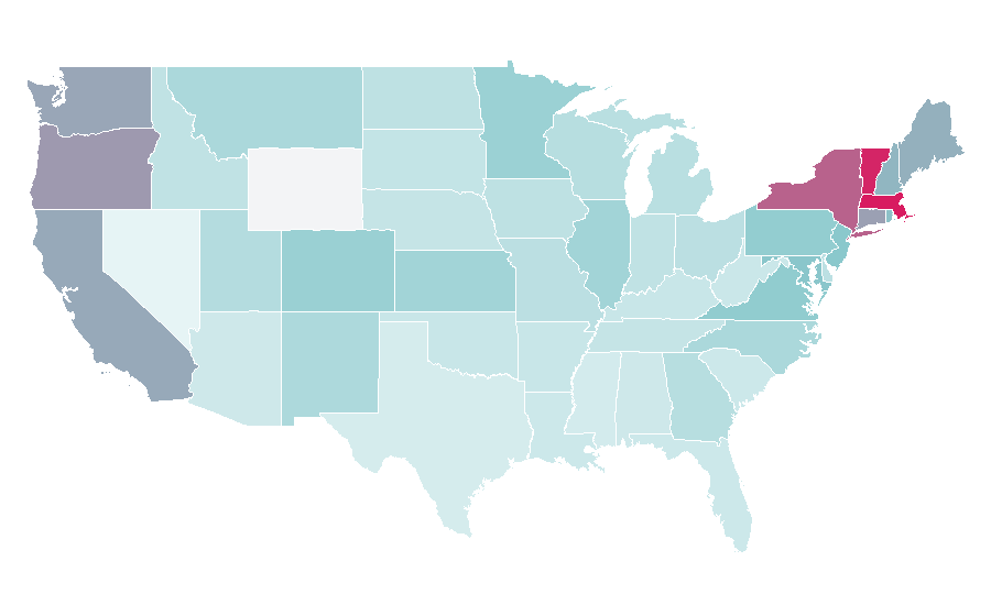 Affinity by region — Bildungsroman, United States