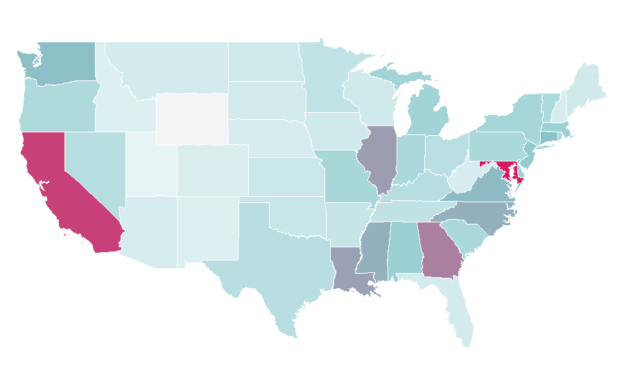Affinity by region — Black Panther Party, United States