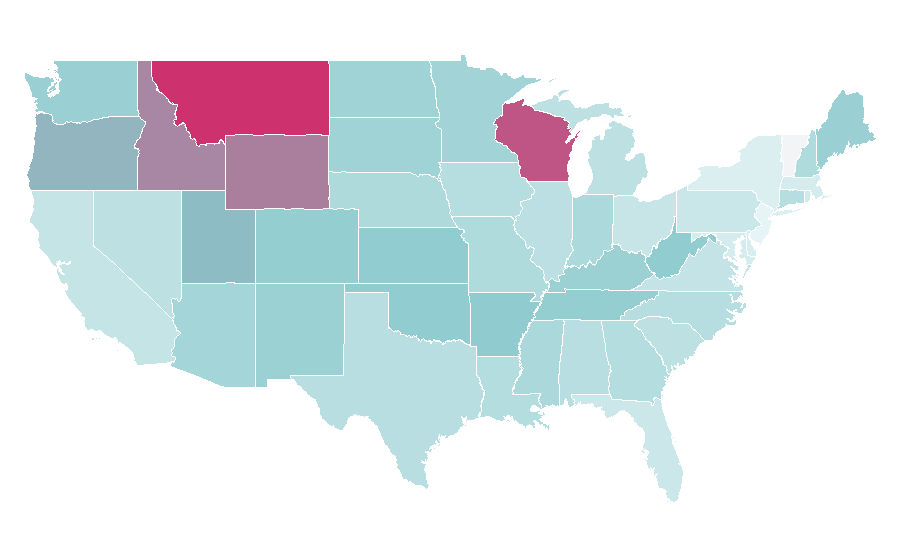 Affinity by region — Black wolf, United States