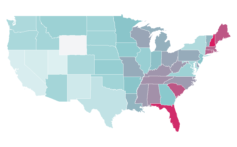 Affinity by region — Bloodline (TV series), United States