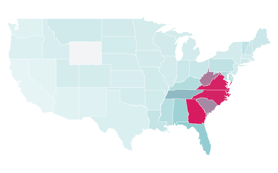 Affinity by region — Blue Ridge Mountains, United States