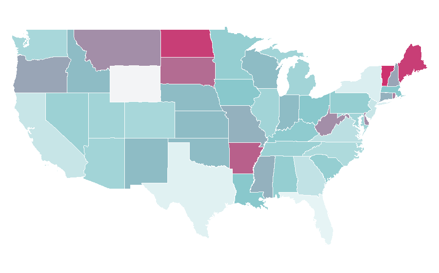 Affinité par région — Blues rock, États-Unis
