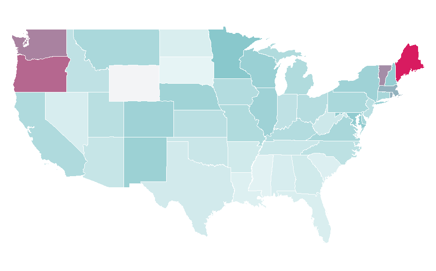 Afinidad por región — Bluesky, Estados Unidos
