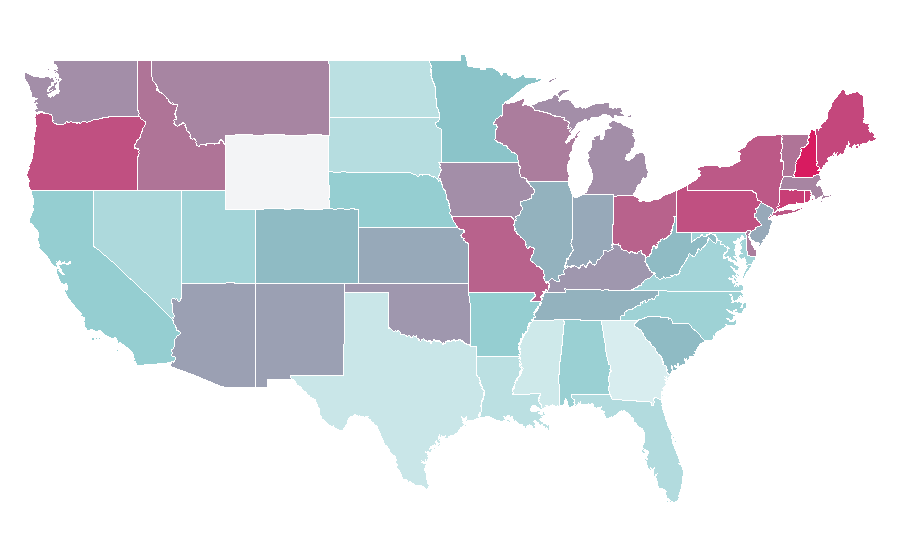 Affinity by region — Blythe Danner, United States