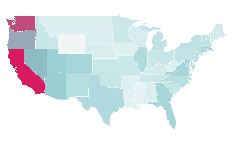 Affinity by region — BMW i3, United States