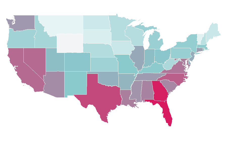 Affinity by region — BMW i8, United States