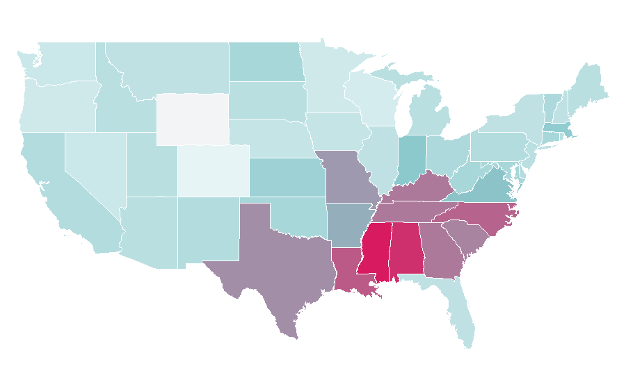 Affinity by region — Book of Exodus, United States