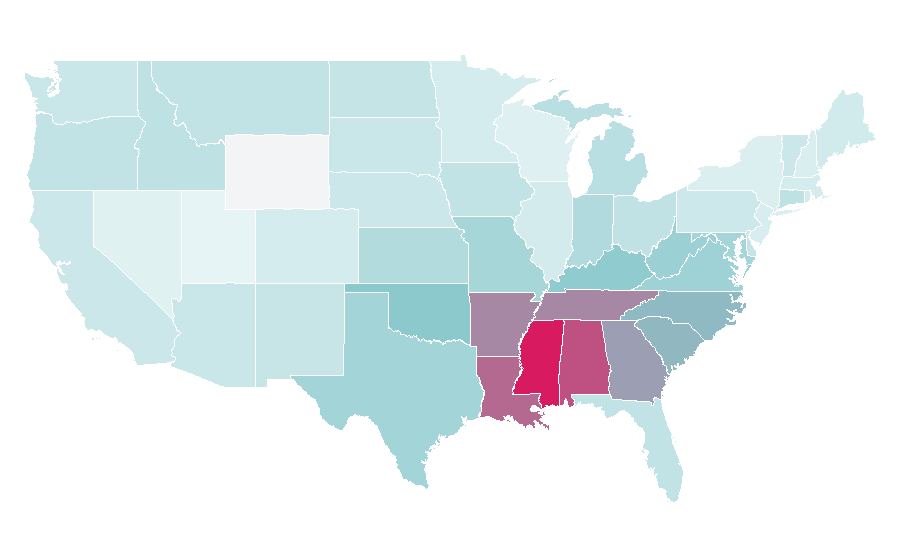 Affinity by region — Book of Lamentations, United States
