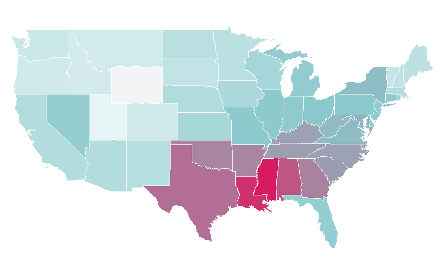 Affinity by region — Booker T (wrestler), United States