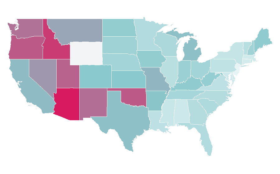Affinity by region — Borderlands (series), United States