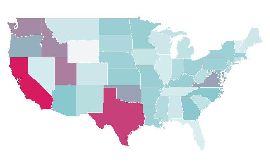 Afinidad por región — Boredom, Estados Unidos