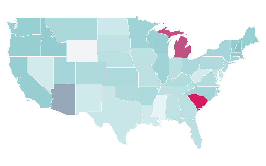 Affinity by region — Bosch (TV series), United States