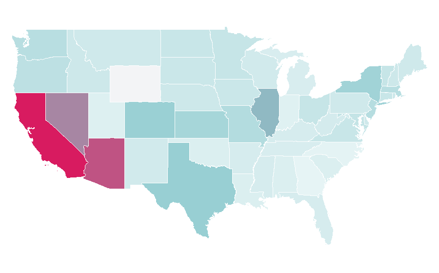 Affinity by region — Bottle service, United States