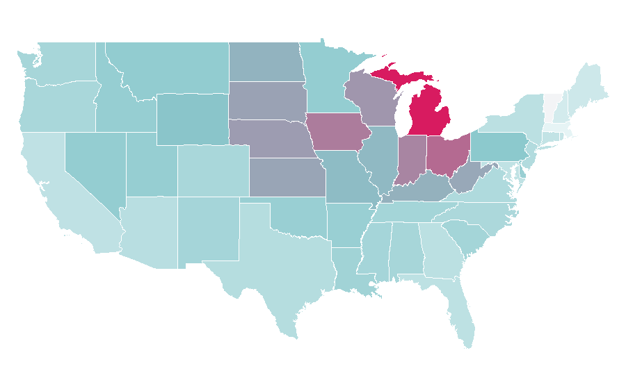 Affinity by region — Bowling ball, United States