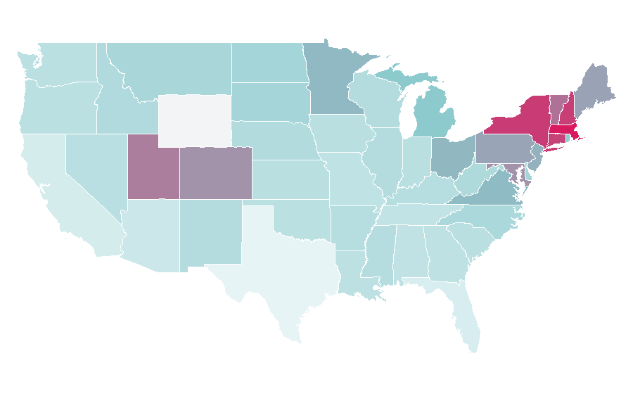 Affinity by region — Box lacrosse, United States