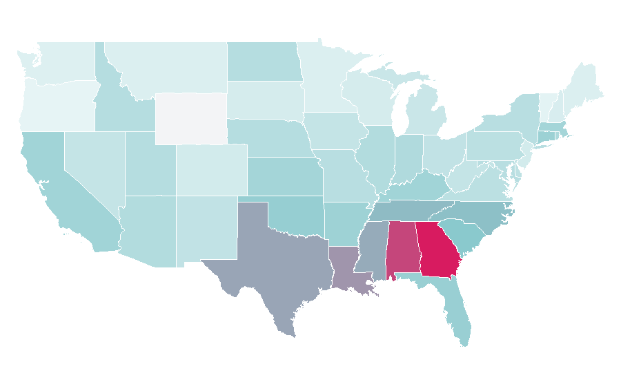 Affinity by region — Box-spring, United States