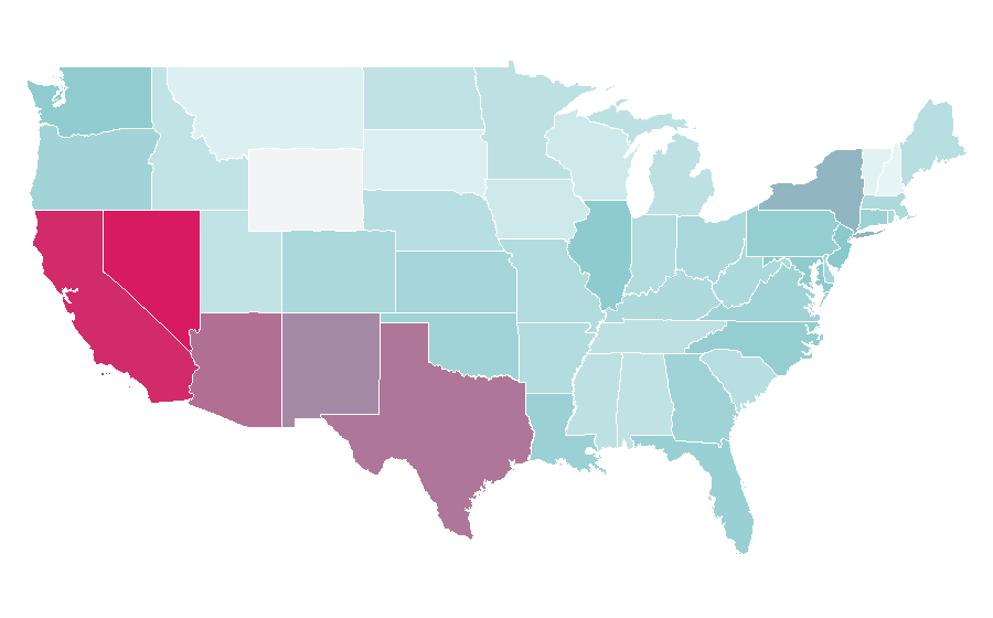 Affinité par région — Boxer (dog), États-Unis