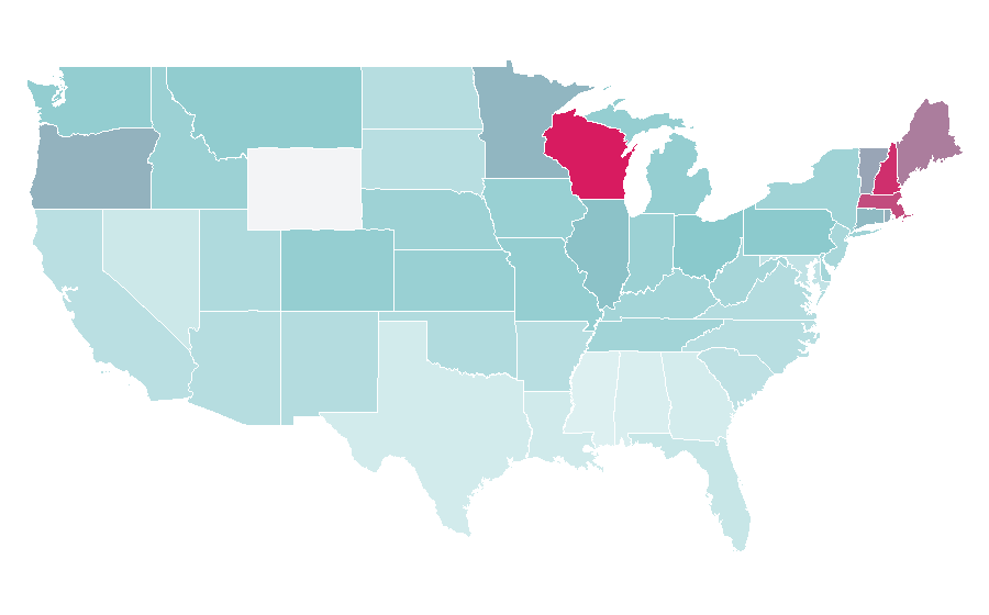 Affinity by region — Bradley Whitford, United States
