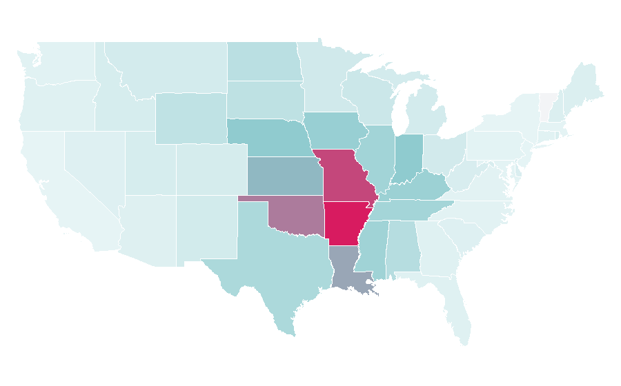 Affinity by region — Branson, Missouri, United States