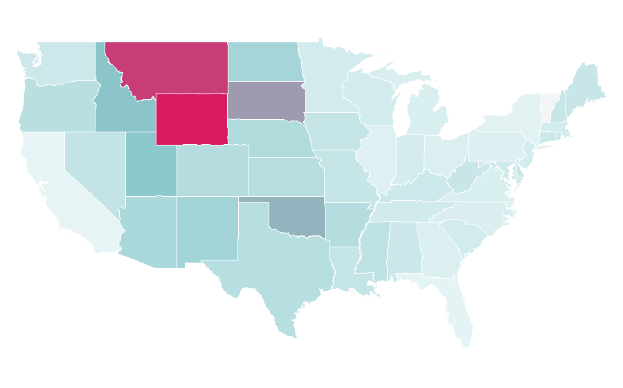 Affinity by region — Breakaway roping, United States